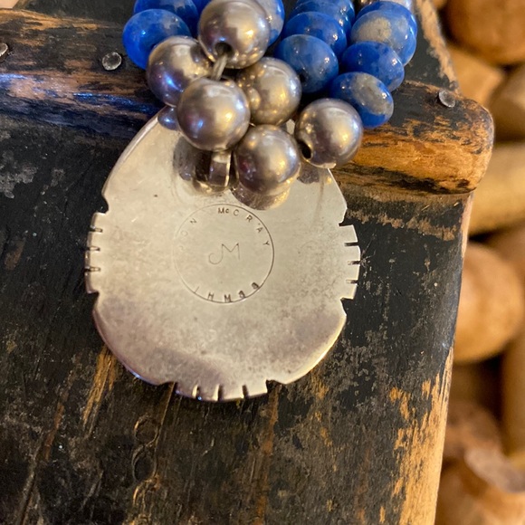 Native American Navajo IHMSS Jon McCray Sterling Silver Lapis Pendant - Picture 6 of 7